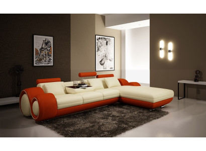 Ādas dīvāns ar USB dzīvojamās istabas stūra dīvāns stūrains komplekts Moderns dizains Sofa A1163E