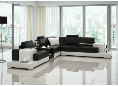 Ādas dīvāns stūrveida dīvāns dīvāns ar USB dizaina sēdeklis polster garnitūra dzīvojamā zona 2725C