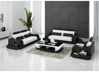 Ādas dīvāns Dīvāns Sofa komplekts Dzīvojamo telpu iekārtojums 3+2+1 sēdvietu komplekts Moderns dizains G8005D
