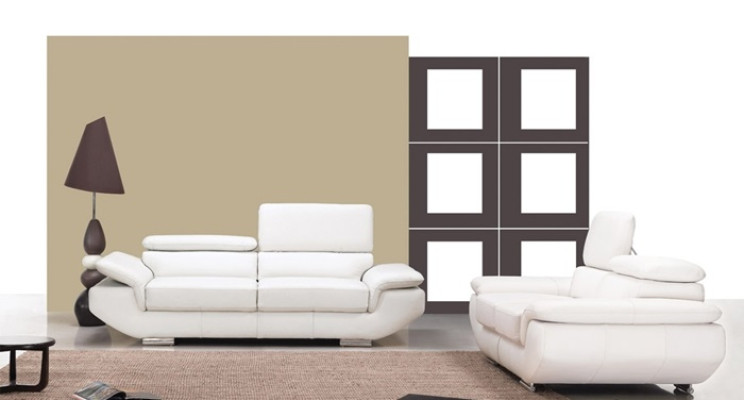 Sofas komplekts ar USB pārklājuma dīvānu sēdekļa ādas komplekts 3+2 vietas Weilrod "Balts"