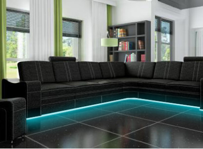 Tekstīlcouch stūra dīvāns dzīvojamai zonai, auduma apdare, stūra dīvāns pasūtījumā ar USB.