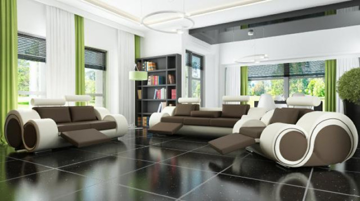 Dīvāns BERLIN Polster Couch Garnitur 3+2 Sitz Designer Sofa Ledersofa mit USB Neu