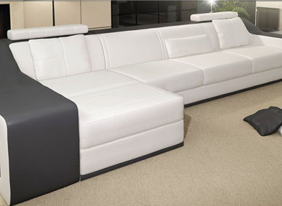 Ādas dīvāns ar USB savienojumu dzīvojamās istabas stūra dīvāns stūra garnitūra Moderns dizains Sofa B2017B