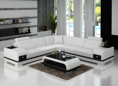 Ādas dīvāns Dīvāns Dzīvojamā istaba Stūra dīvāns Stūra garnitūra Moderns dizains G8013B-Sofa