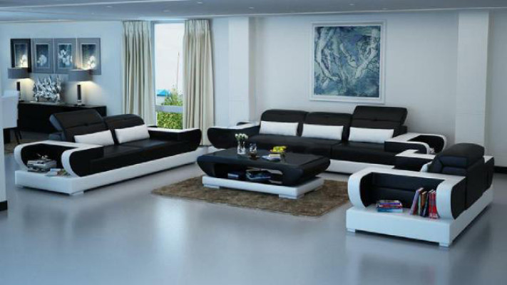 Sofas komplekts Dīvāns Polster Āda Sēdeklis komplekts 3+2+1 Moderns dīvāns Detmold