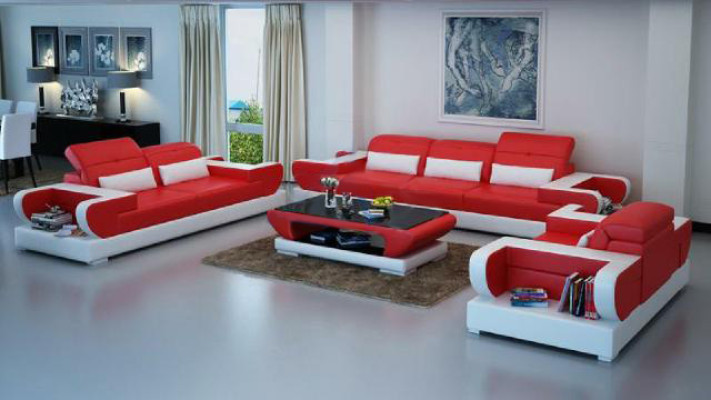 Sofas komplekts Dīvāns Polster Āda Sēdeklis komplekts 3+2+1 Moderns dīvāns Detmold