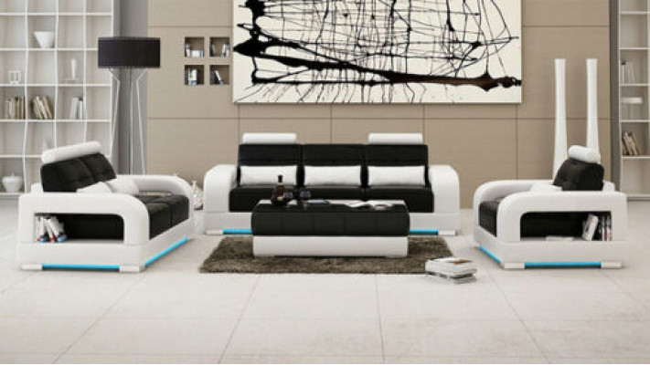 Dīvāns gulta Polster Wohnlandschaft Sitz Möbel Set Garnitur 3+2+1 Sofas ar USB