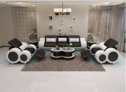 Ādas dīvāns Dīvāns Kanapēja Sofagarniturā Jauns 3+1+1 vietu garnitūras dizains Moderns Dīvāns