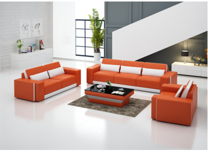 Ādas dīvāns ar USB, dīvāns mājīgai dzīvojamai istabai dīvāns galds sofa komplekts dizains moderns