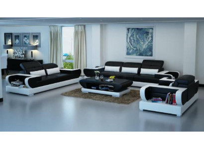 Sofas komplekts Ar polsterētu ādu 3+2+1 Moderns dīvāns ar USB.