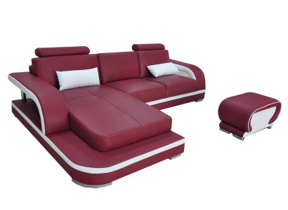 Ādas stūra dīvāns ar USB luksusa komplektu, stūra dīvāni, dīvāns, pārklāti dzīvojamo telpu.