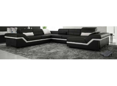 LEDERSOFA XXL DZĪVNES LANDSCAPE STŪRISKĀ SOFA DIZAINA SOFA DĪVĀNS GARNITŪRA STŪRLEŅĶIS JAUNS