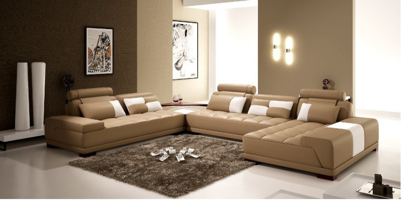 Ādas dīvāns dīvāns apmetums sēžamvieta stūris dzīvojamā zona dīvānkakls stūra komplekts PH376 Beige