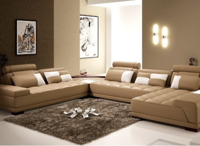 Ādas dīvāns dīvāns apmetums sēžamvieta stūris dzīvojamā zona dīvānkakls stūra komplekts PH376 Beige
