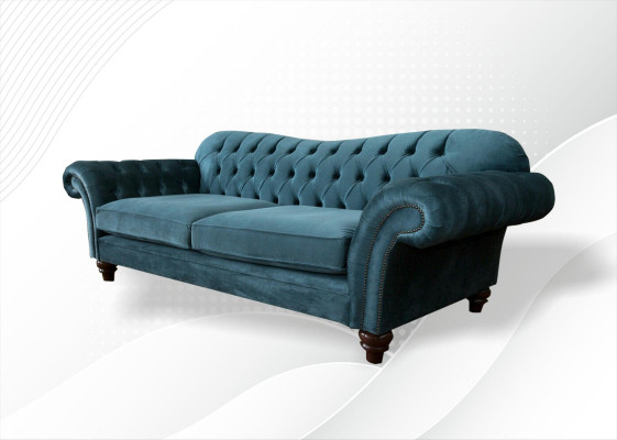 Dīvāns ekskluzīva auduma Chesterfield dīvāni mēbeles lielais 3-vietīgais komplekts