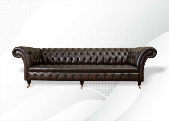xxl Lielā Sofa Dīvāns Chesterfield 265cm Dekoratīvās Pamatnes Dīvāni 4 Vietaudumi Ādas