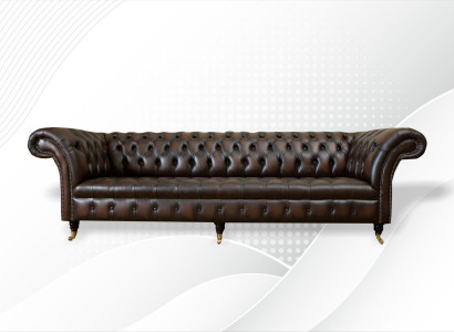 xxl Lielā Sofa Dīvāns Chesterfield 265cm Dekoratīvās Pamatnes Dīvāni 4 Vietaudumi Ādas