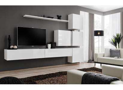 Dzīvojamās istabas mēbeles Sofa Stikla galds Siena skapis Plaukts Krēsls Galdiņš TV mēbeles Galdiņš Dzīvojamās istabas skapis