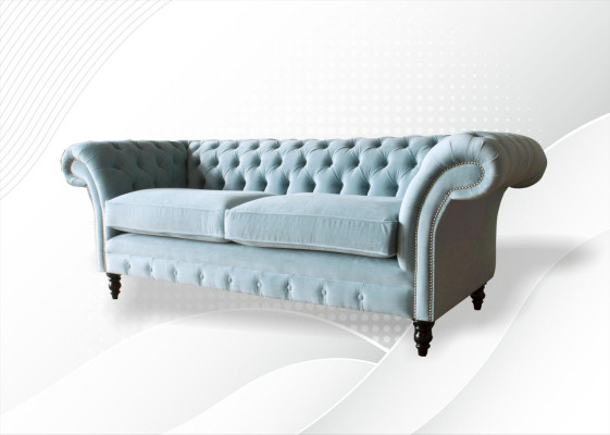 Chesterfield dīvāns ar auduma apdari un ādas dīvāns 3 sēdvietu klasiskā dīvāna modelī.