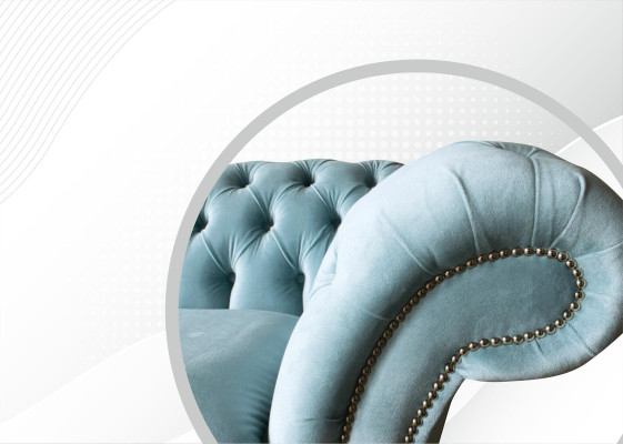 Chesterfield dīvāns ar auduma apdari un ādas dīvāns 3 sēdvietu klasiskā dīvāna modelī.