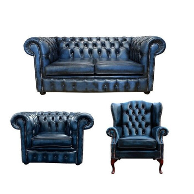 Dīvānu komplekts Chesterfield ādas dīvāns sofa dīvāns ādas polsterējums Orenkrēsls