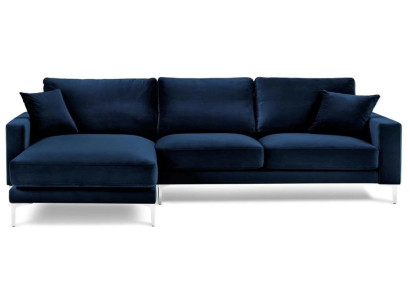 Stūra dīvāns Zila mītņu sofa Stūra garnitūra Polster Itālijas mēbeles dizains.