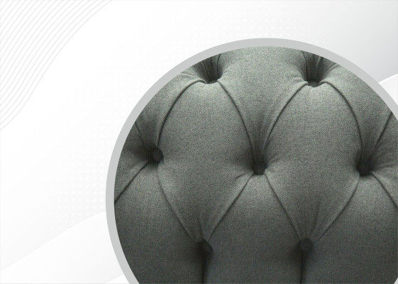 Chesterfield 4 vietu pelēks audums Dzīvojamā istaba dizains Polster Sofa Lielais tekstilizstrādājumu mēbeles