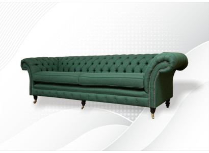 Chesterfield 4 sēdvietu tumši zaļā dzīvojamā istaba Dizaina dīvāns Sofa big mēbeles audums