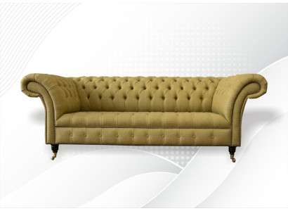 Chesterfield 3 vietu dzeltenās dzīvojamās istabas dizaina dīvānās polster sofa dīvāns tekstila.