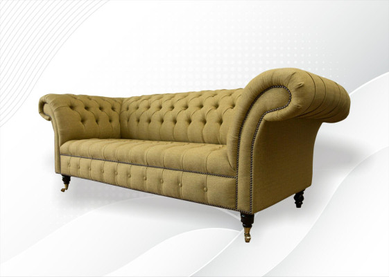 Chesterfield 3 vietu dzeltenās dzīvojamās istabas dizaina dīvānās polster sofa dīvāns tekstila.