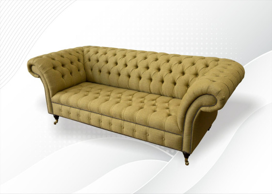 Chesterfield 3 vietu dzeltenās dzīvojamās istabas dizaina dīvānās polster sofa dīvāns tekstila.
