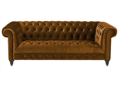 Trīsvietīgs dīvāns Chesterfield brūna auduma dīvāns jauns oriģināls dizains mēbeles polsteri