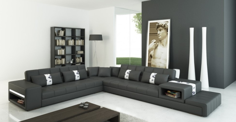 Stilīgs atpūsties ērtā L-formas stūra dīvānā jūsu mājā.