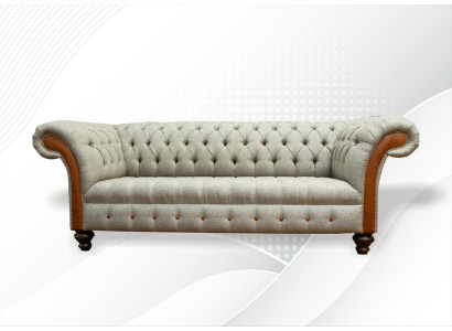 Chesterfield 3 sēdvietu dīvāns Beige dzīvojamās istabas dizaina dīvāni Polster Sofa Sojas Tekstils
