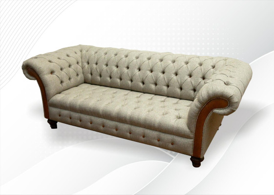 Chesterfield 3 sēdvietu dīvāns Beige dzīvojamās istabas dizaina dīvāni Polster Sofa Sojas Tekstils