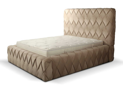 Luksusa gultas rāmis 180x200 cm krāsā beige, gultas galva, guļamistabas mēbeles