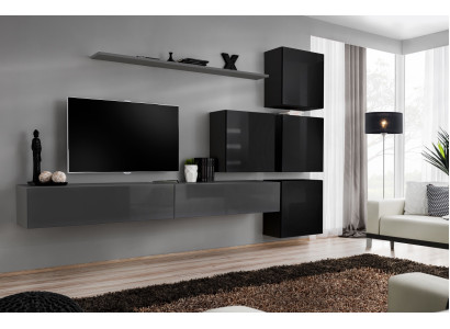 Dzīvojamais sienas komplekts 7 gab. Mājiens Luxus TV statīvs Modernistiskais dzīvojamais istabas plaukts dizains