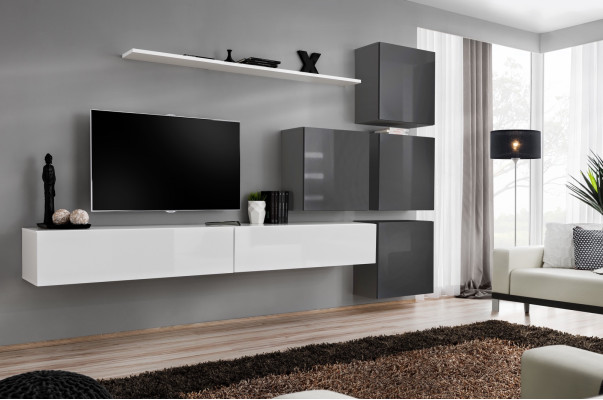 Balta TV stenda koka mēbeļu komplekts, moderns dzīvojamās istabas komplekts.