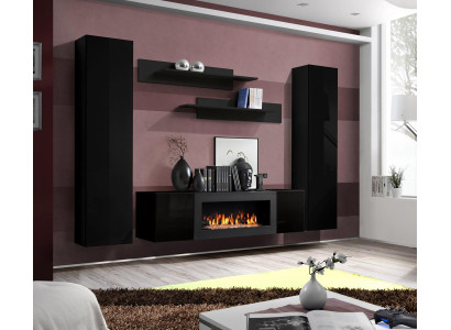 Luksusa moderns dzīvojamo istabu komplekts 5 daļās. Sienas skapis no koka, jaunas mēbeles.