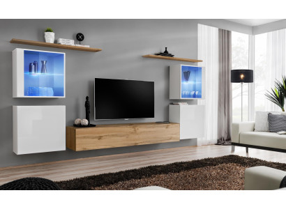 Pilns brūns TV stenda komplekts 4 gab. Dizainera dzīvojamā istabas mēbeles Sienas plaukti Mēbeles