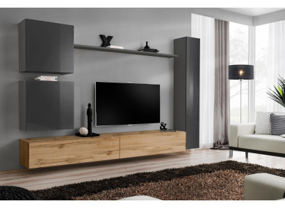 Sienas skapis Dzīvojamās istabas sienu komplekta komplekts 6 gab. Moderns mēbeles Sideboard TV stendējs