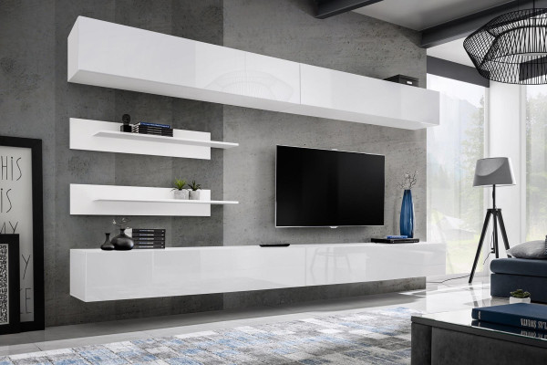 Baltā dzīvojamā siena dzīvojamā istabas komplekta 6 gab. luxe moderns koka mēbeles sienas skapis TV-standa