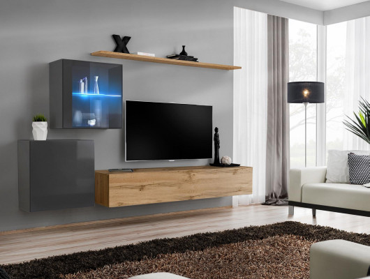 TV statīvs luksusa dizainera dzīvojamajai istabai, sienas plaukts, koks, moderns interjers
