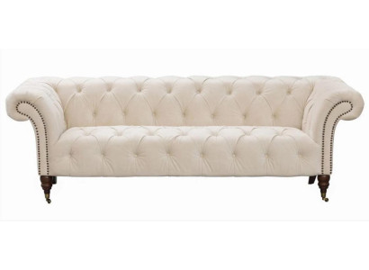 Bežs Chesterfield trīsvietīgais moderns dizains dīvāns auduma dīvāns dizainera mēbeles.