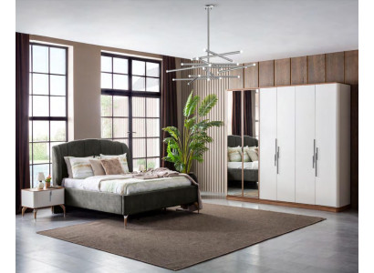 Gulta Pelēka Divguļama Gultas Moderns Gultas pamats Luksusa dizains Gultas rāmis Koks Jauns