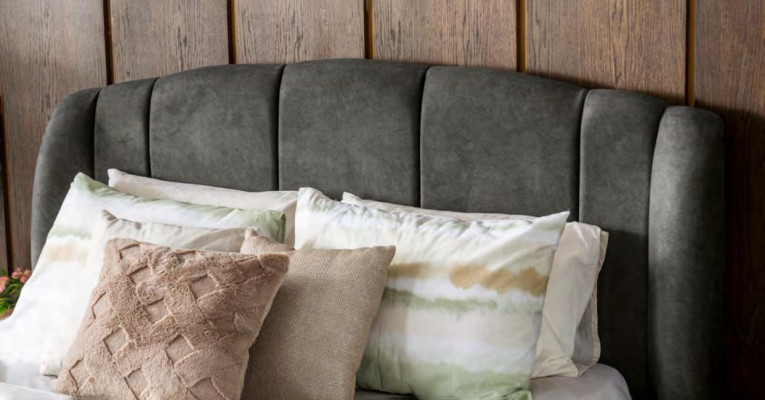 Gulta Pelēka Divguļama Gultas Moderns Gultas pamats Luksusa dizains Gultas rāmis Koks Jauns