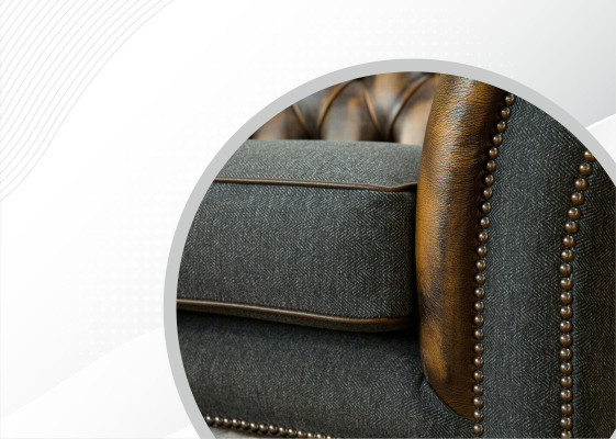 Chesterfield dzeltenā ādas dizaina moderno dizaineru mēbeles luksusa dzīvojamā istaba ar 3 vietasēdi.