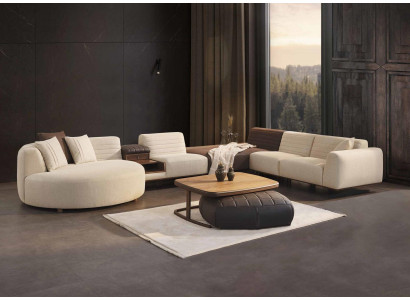 Dzīvojamais istabas komplekts Stūra dīvāns U-formā Dīvāns Lux Couchtisch Modern Hocker