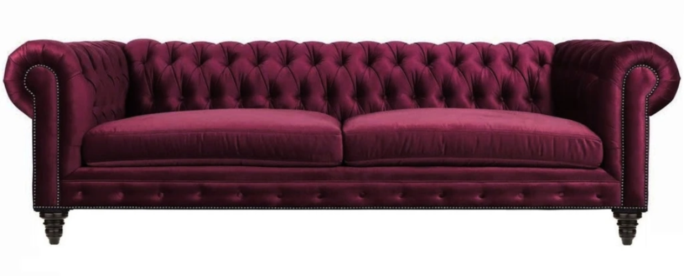 Sofas Tekstila auduma dīvāni Radoši mēbeles 3 sēdvietu jauns Cīsterfīldas dīvāns Burgunds.
