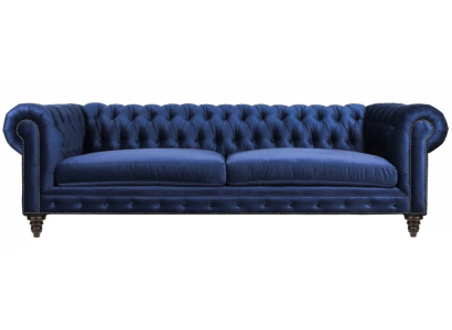Chesterfield Trīsvietīgais Zils Jauns Dzīvojamo Istabu Moderns Radošais Mēbeles Audums Tekstils